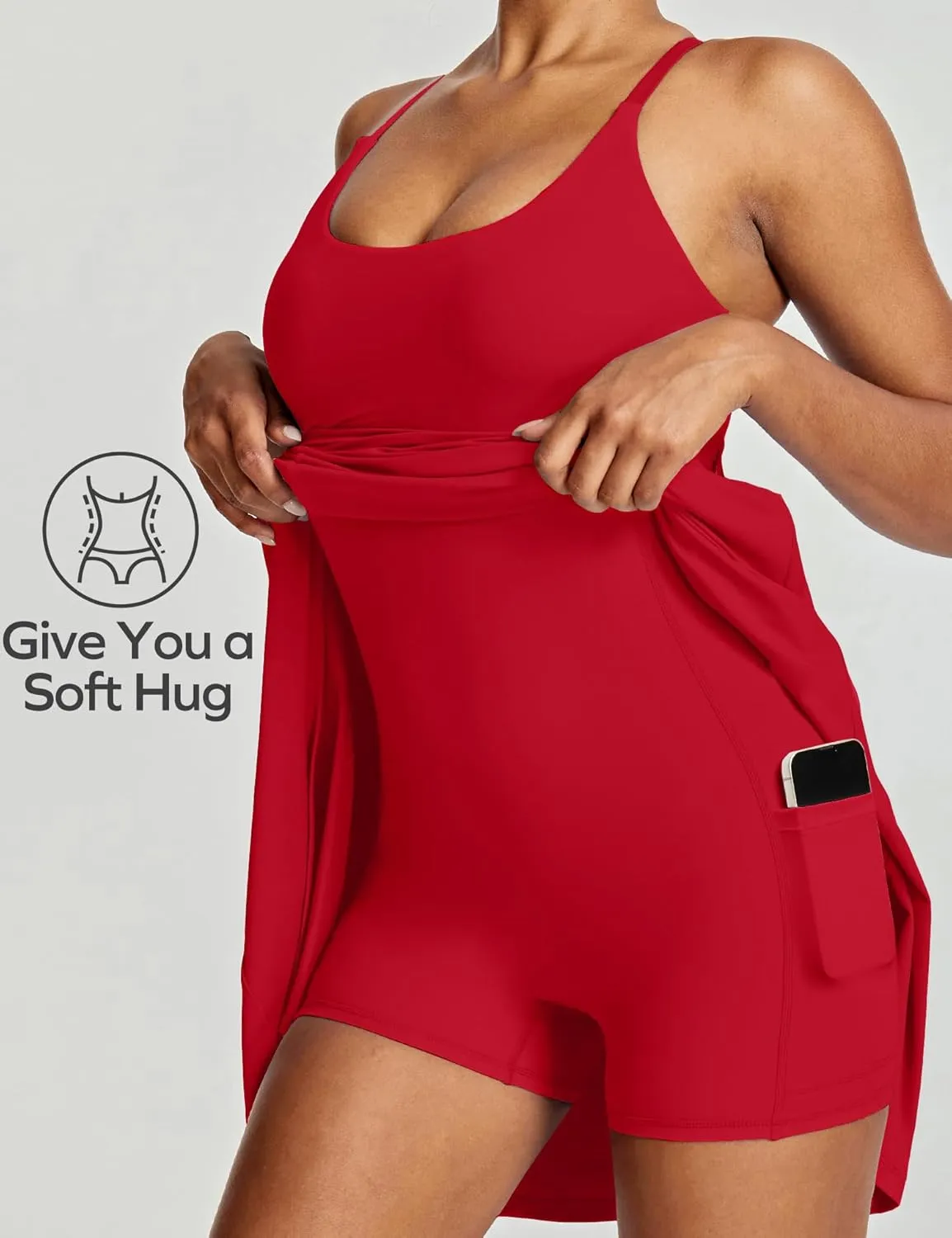 Ewedoos Athletic Tennis Dress for Women with Shorts Underneath Easy Peezy U Neck Adjustable Straps Active Workout Dress