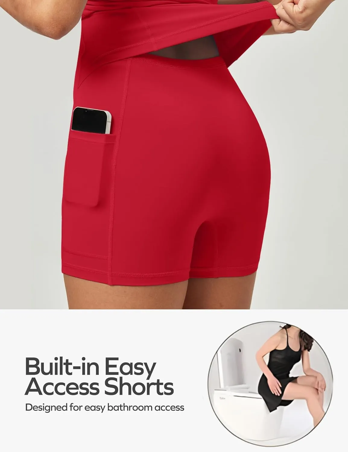 Ewedoos Athletic Tennis Dress for Women with Shorts Underneath Easy Peezy U Neck Adjustable Straps Active Workout Dress