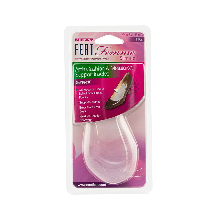 Femme Slimline Gel Arch Cushion & Metatarsal Insole Supporting Arch and Metatarsal