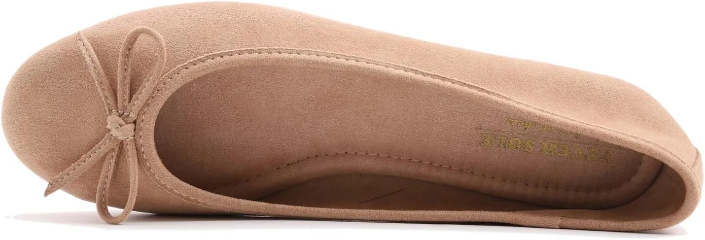 FEVERSOLE Women's Ultra Soft Colorful Memory Foam Cushioned Faux Suede Home Ballet Flats