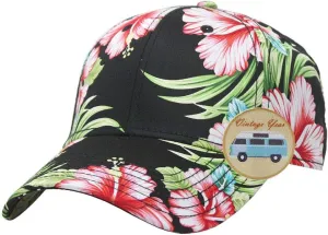 Floral Hawaiian Cotton Twill Adjustable Snapback Baseball Caps