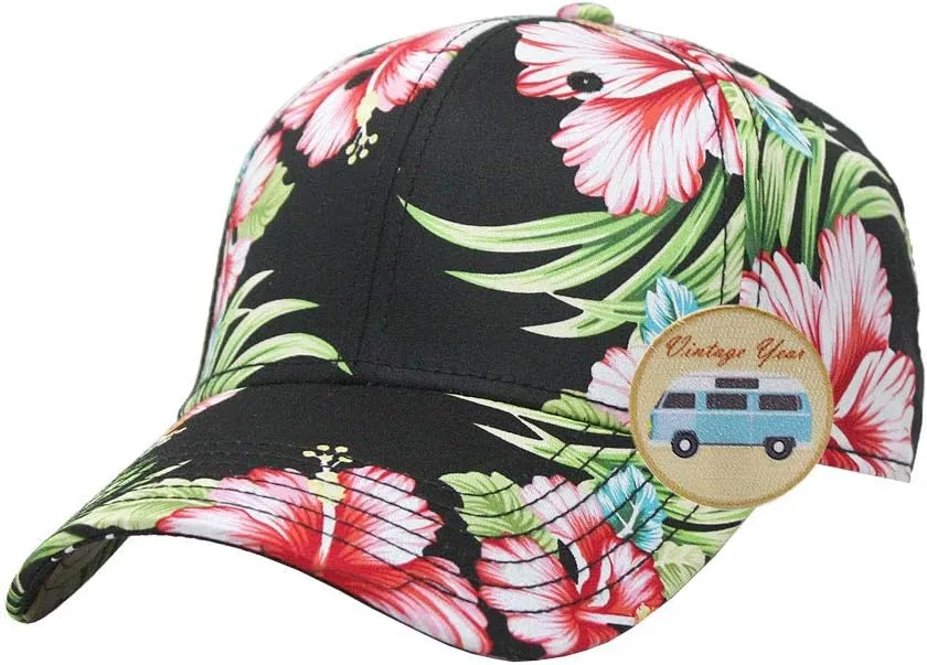 Floral Hawaiian Cotton Twill Adjustable Snapback Baseball Caps
