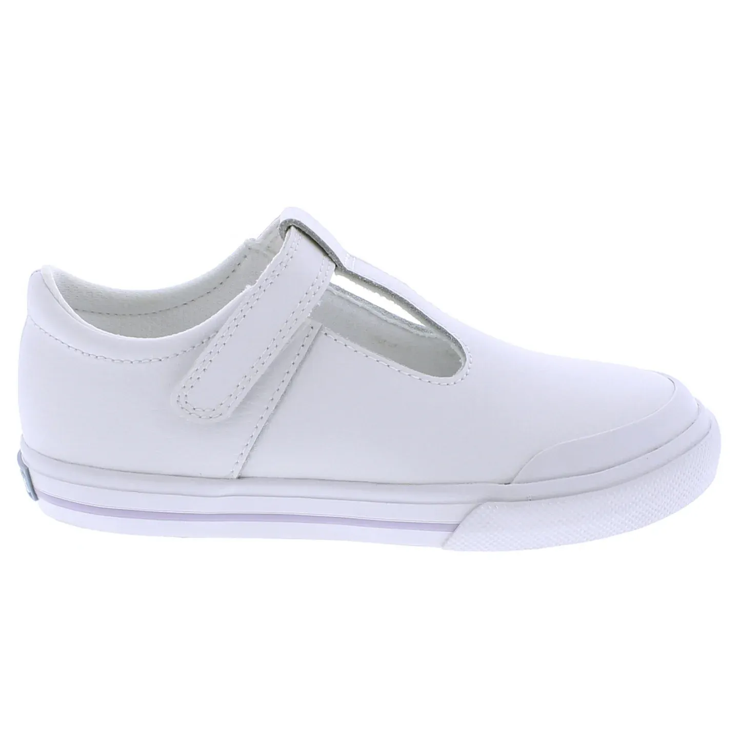 Footmates Drew T-Strap Leather Sneaker- White