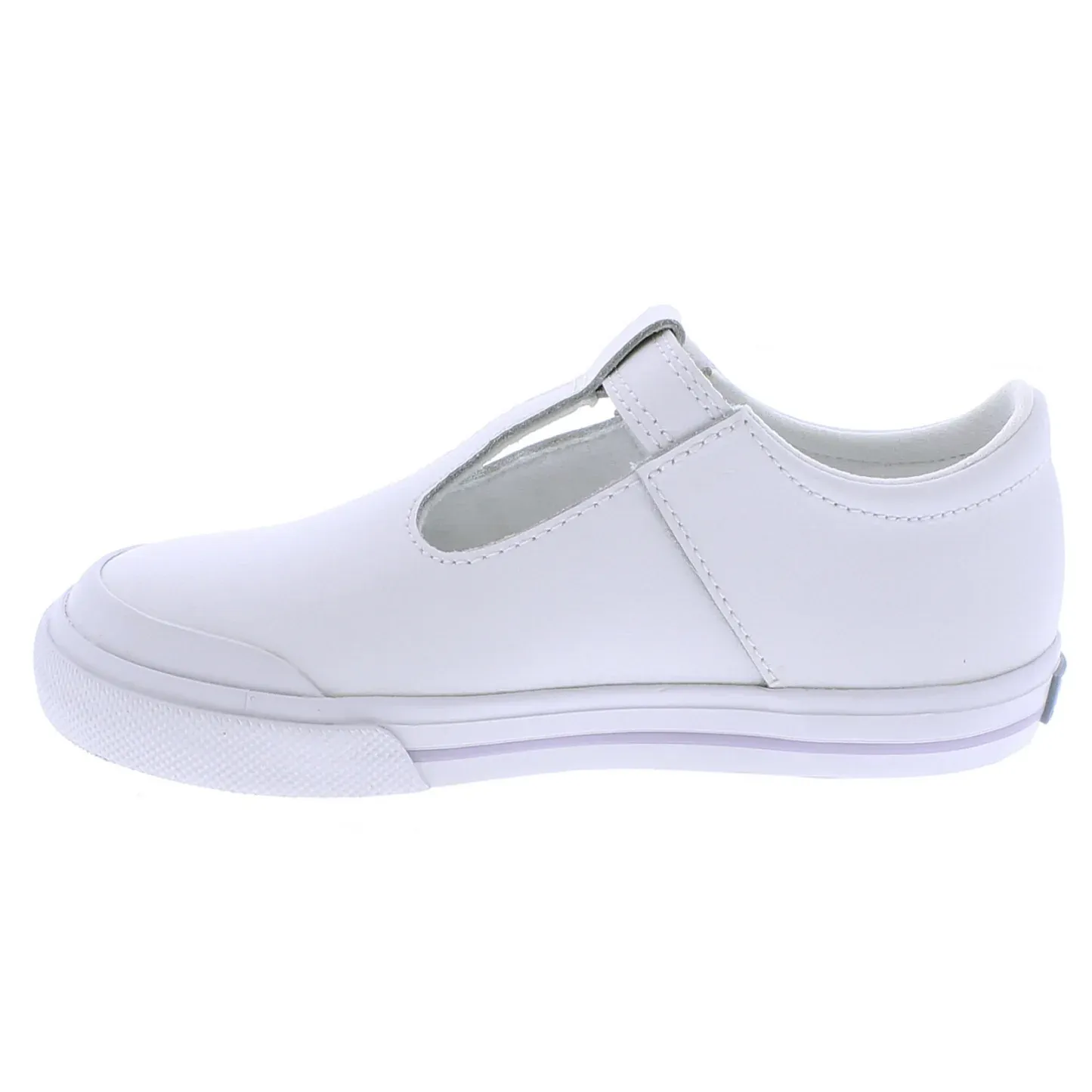 Footmates Drew T-Strap Leather Sneaker- White