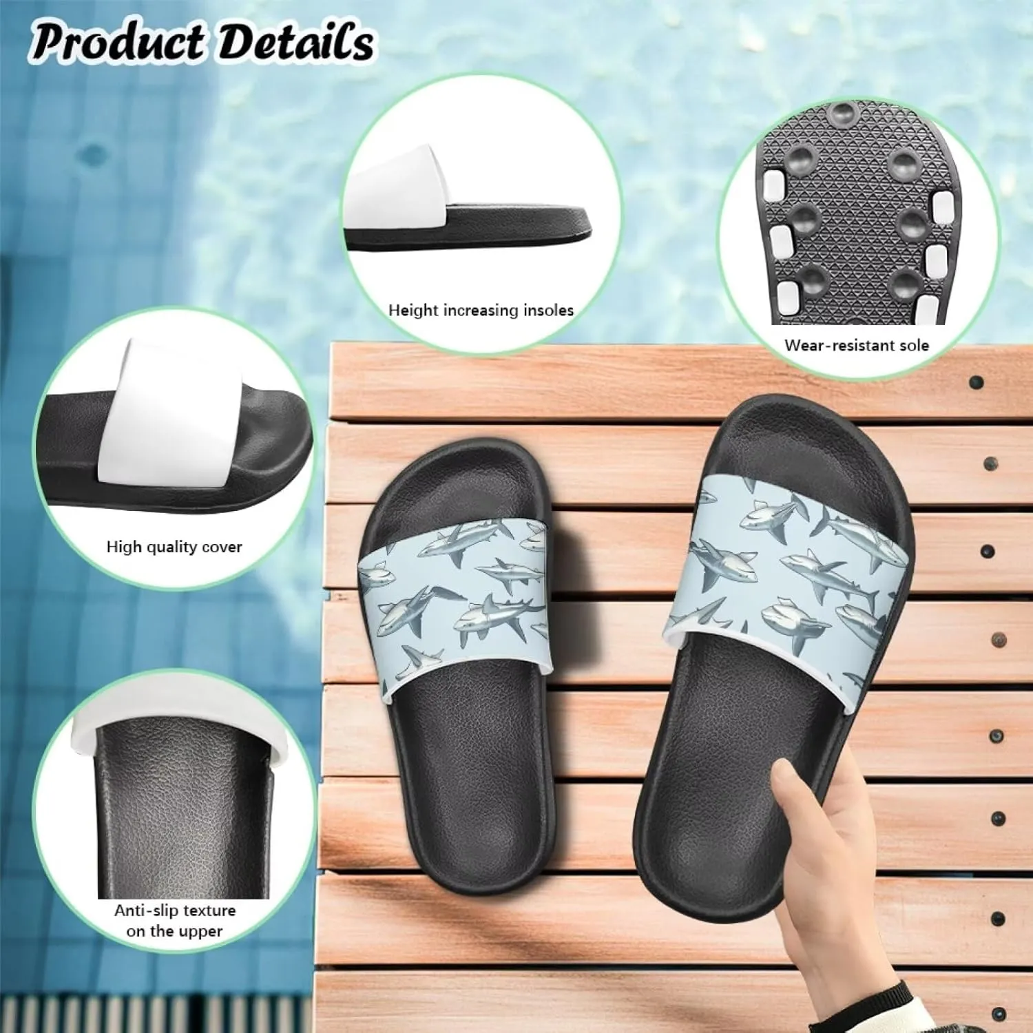 Forchrinse Kids Slides for Boys Girls House Slippers Arch Support Sport Sandals Summer Beach Slippers
