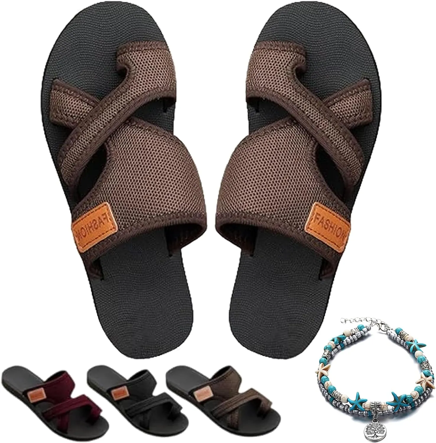 GDSAFS Women's Comfortable Breathable Mesh Flip Flops, Orthopedic Hollow Toe Loop Slippers, Comfortable Women Sandals