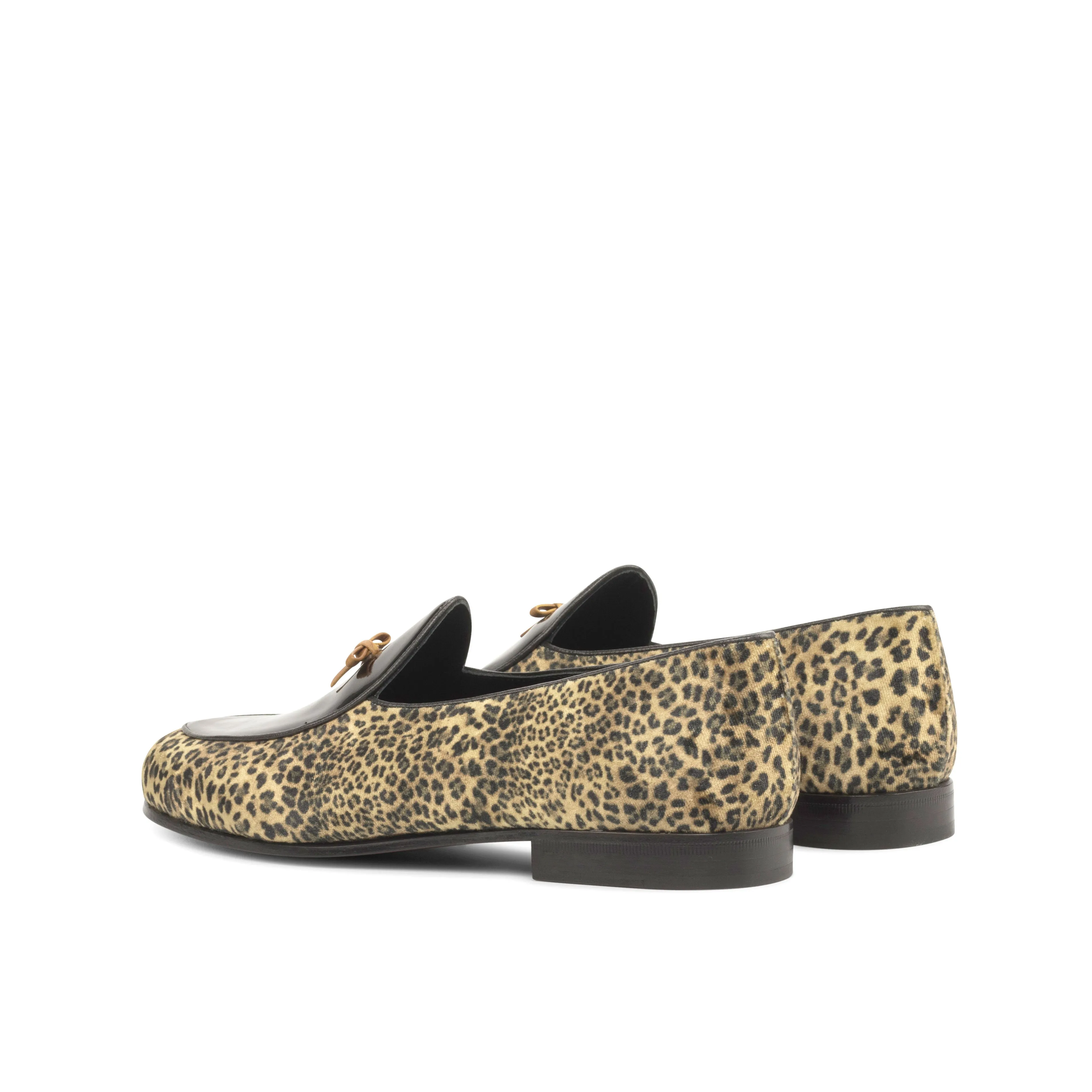 Gentlemen Barcelona Slip On in Leopard Sartorial Velvet combined with Black Patent Calf Leather