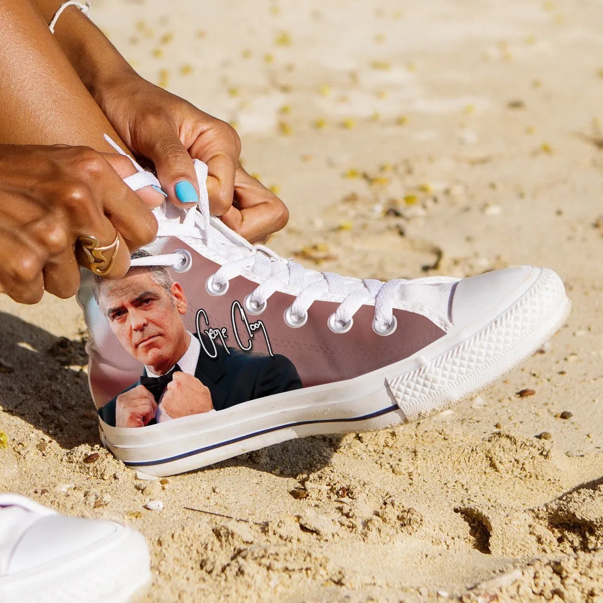 george clooney ladies high top sneakers