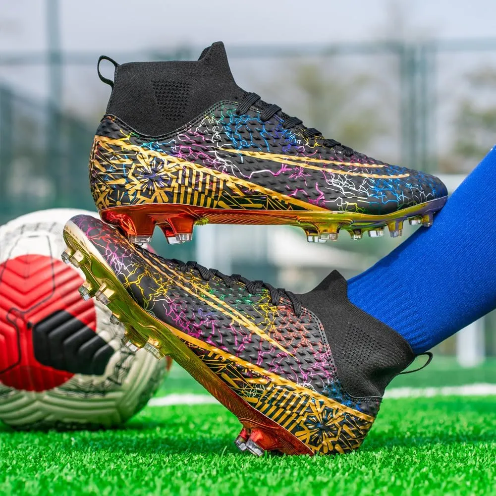 GEXECEUSS Men's Lightweight Football Cleats for Training: Boys High-Top Soccer Boots for Outdoor - Youth Professional Futsal Shoes