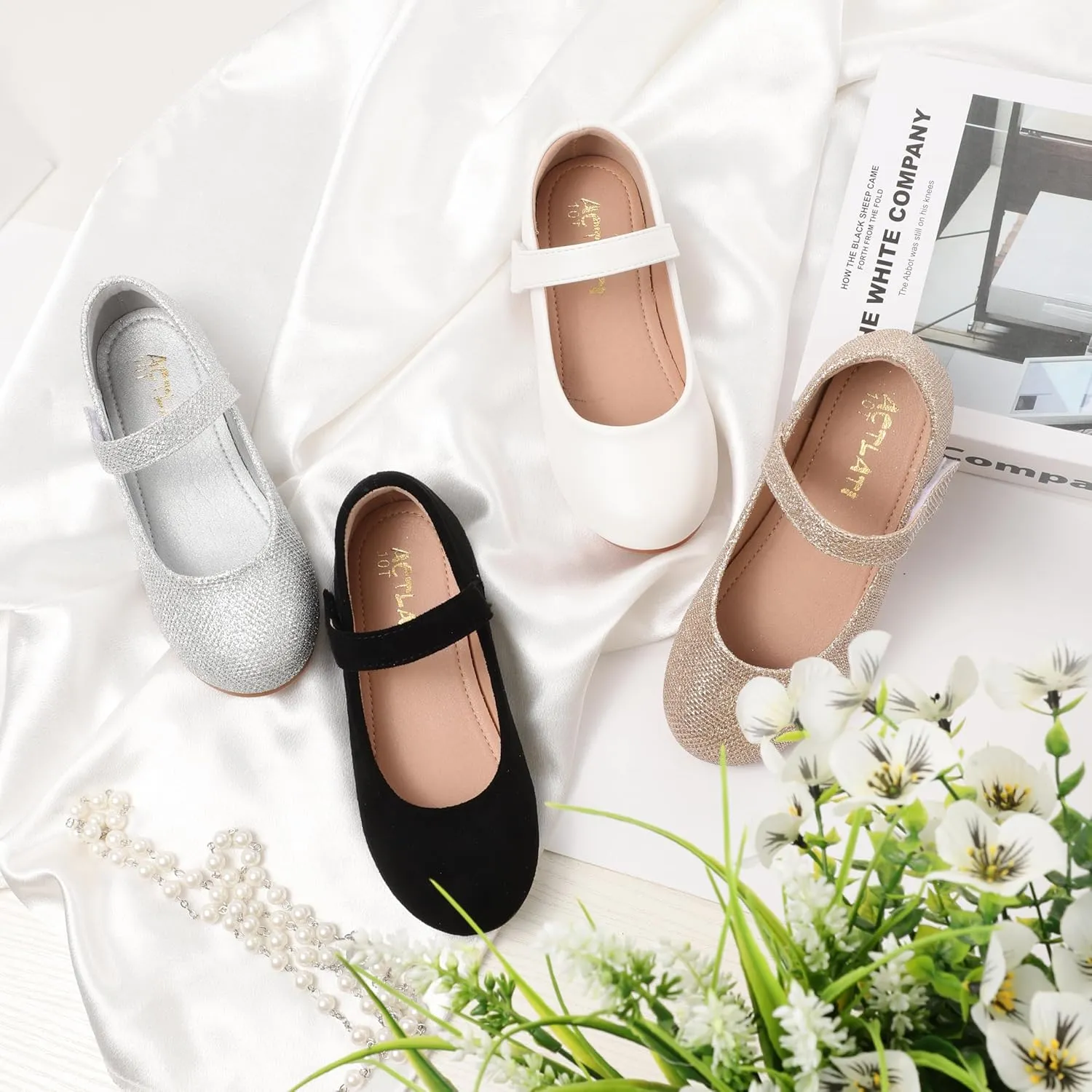 Girls Mary Jane Dress Shoes Toddler Flower Girls Casual Slip on Ballet Flats School Wedding Party Church Shoes