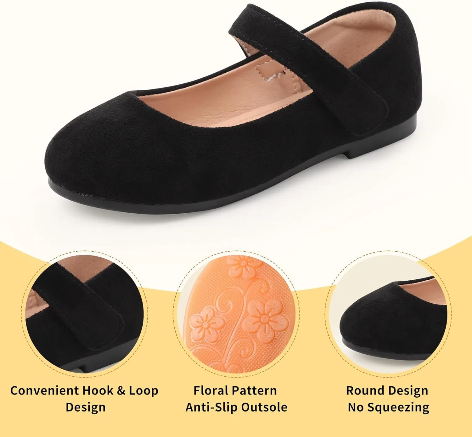 Girls Mary Jane Dress Shoes Toddler Flower Girls Casual Slip on Ballet Flats School Wedding Party Church Shoes