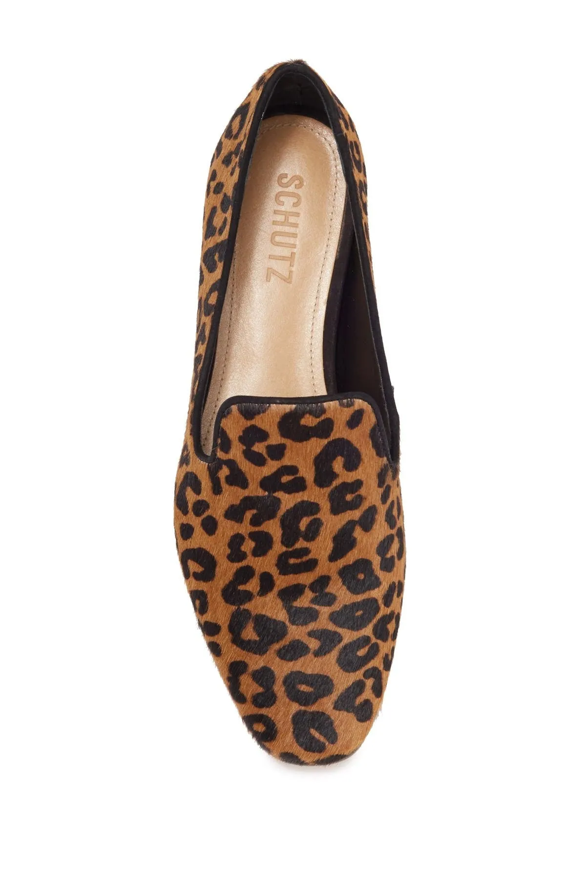 Graca Highly-rated On Loafer Leopard Calf Print Genuine Sandstone Black Slip Hair Reduced price Schutz