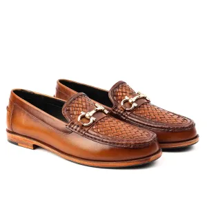 Handmade Tan Leather Driving Loafers for Men