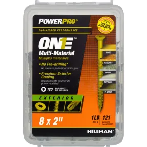 Hillman POWERPRO ONE No. 8 x 2 in. L Star Flat Head Bronze Steel Multi-Material Screw 1 lb. 121 pk