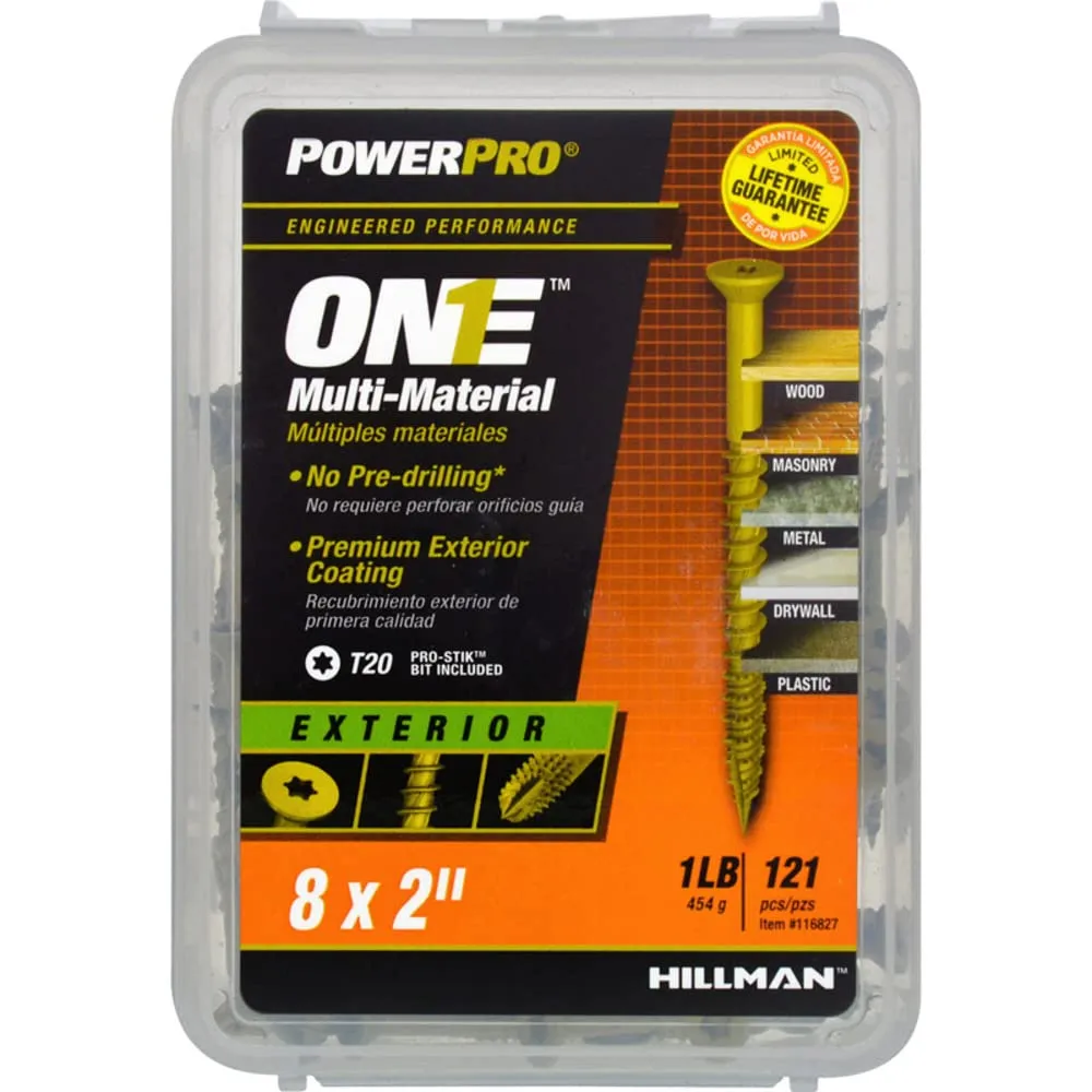 Hillman POWERPRO ONE No. 8 x 2 in. L Star Flat Head Bronze Steel Multi-Material Screw 1 lb. 121 pk