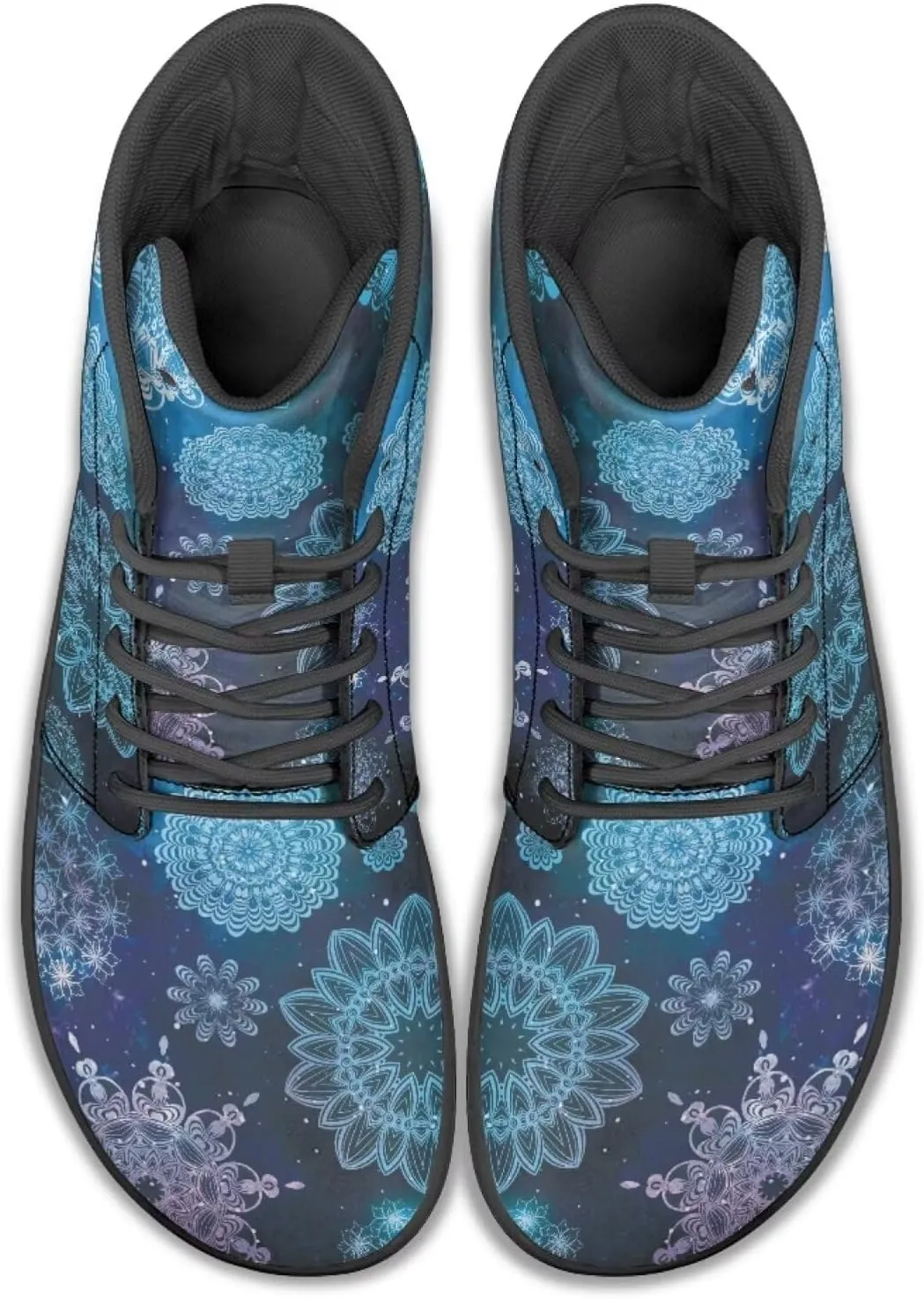 Howilath Aztec Western Print High Top Sneakers for Men Wide Toe Minimalist Shoes Zero Drop Sneaker Barefoot Shoes