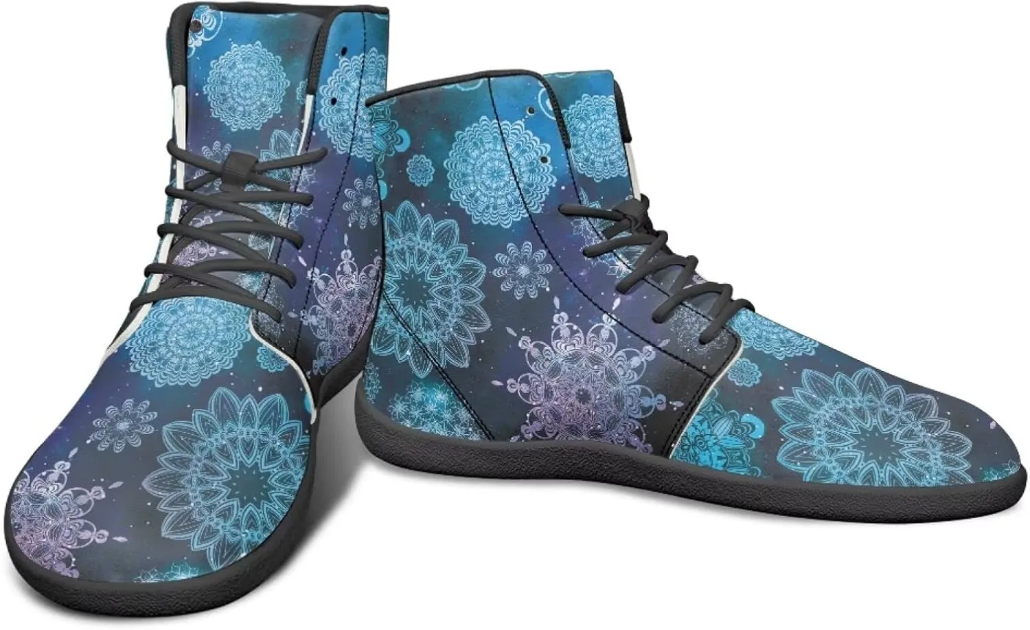 Howilath Aztec Western Print High Top Sneakers for Men Wide Toe Minimalist Shoes Zero Drop Sneaker Barefoot Shoes