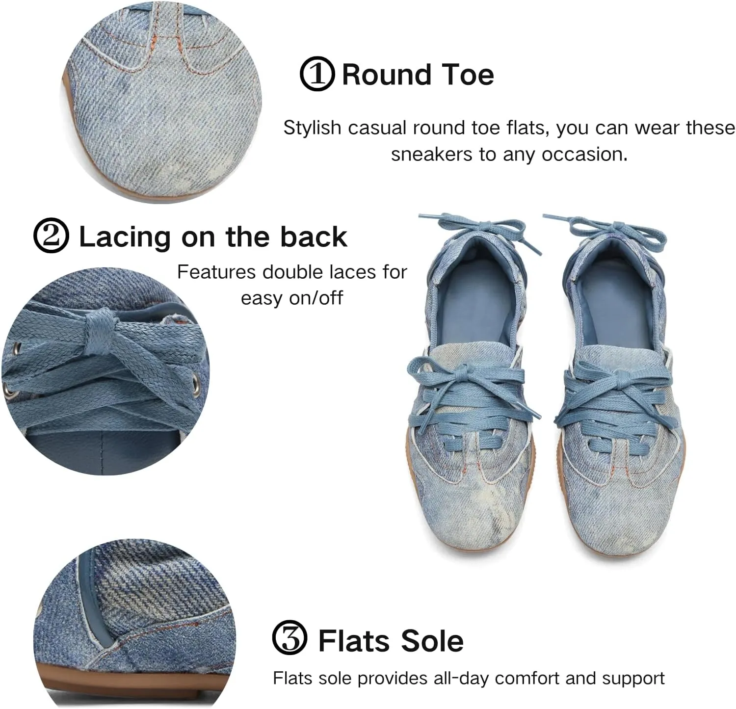 IMPREMEY Flats Sneakers for Women Leather Ballet Lace up Round Toe Cracked Tennis Casual Fashion Shoes