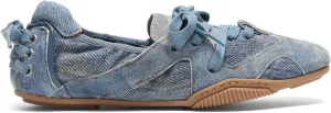 IMPREMEY Flats Sneakers for Women Leather Ballet Lace up Round Toe Cracked Tennis Casual Fashion Shoes