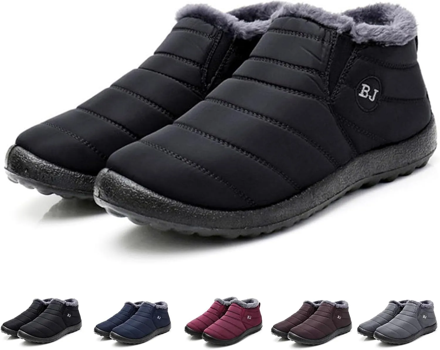 Indicativey Snow Boots Womens Winter Snow Boots Fur Lined Warm Ankle Boots Slip On Outdoor Shoes