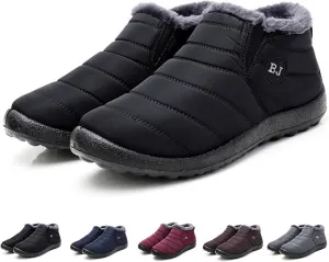 Indicativey Snow Boots Womens Winter Snow Boots Fur Lined Warm Ankle Boots Slip On Outdoor Shoes