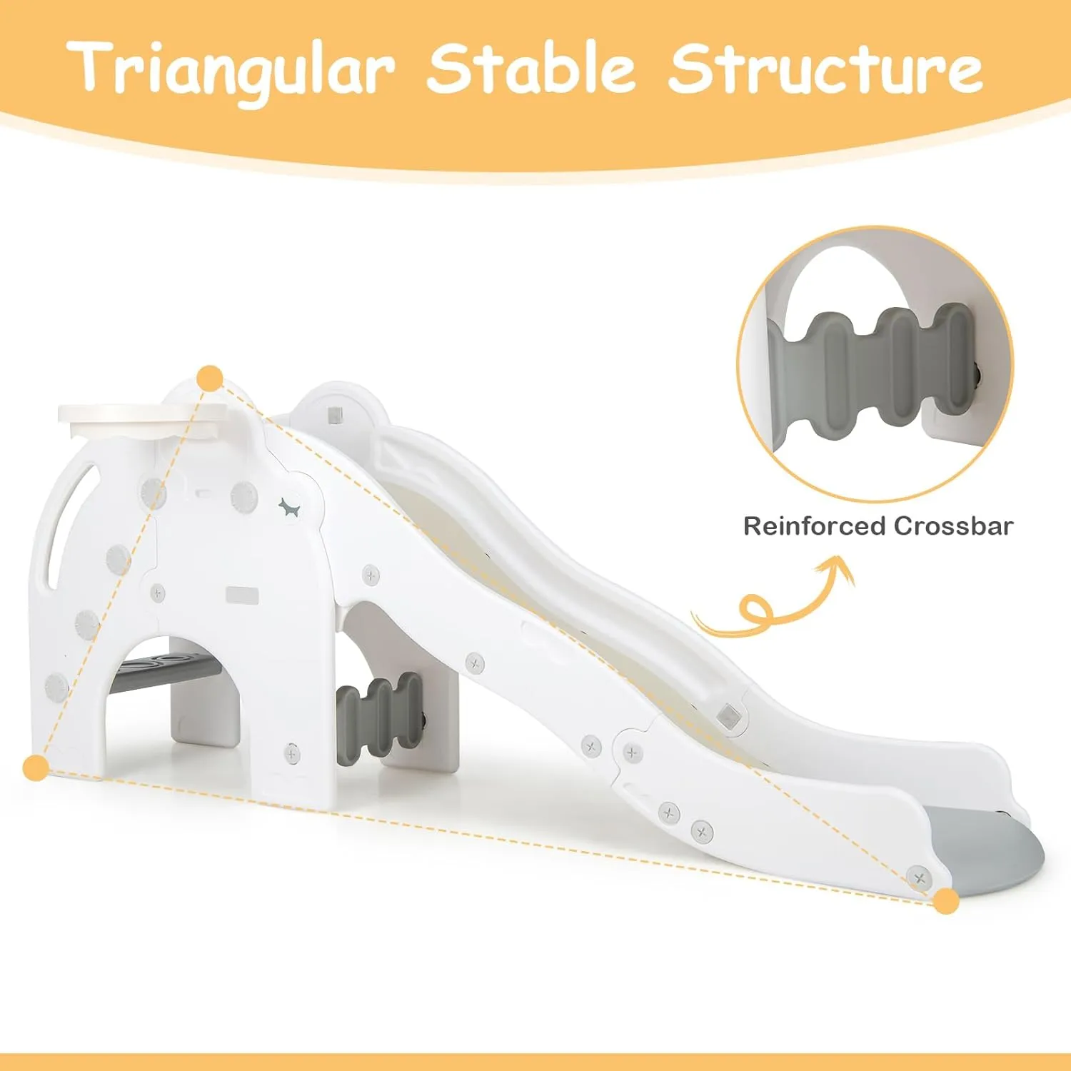 INFANS Toddler Slide, 4 in 1 Indoor Kids Slide Wave Slideway Max Load 330lb for Age 18  Months with Basketball Hoop Ball, Outdoor Climber Freestanding Playset, Sturdy Plastic Playground Toy