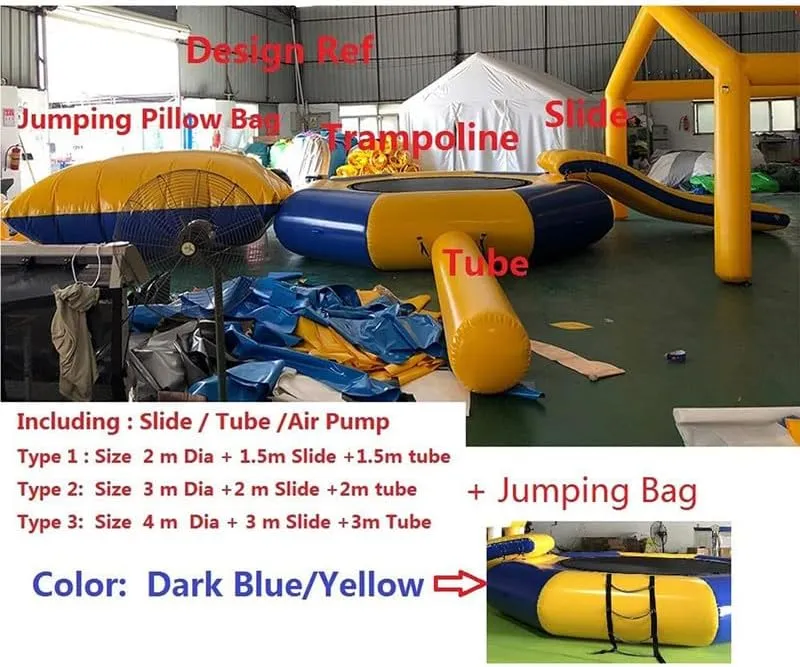Inflatable Water Trampoline for Kids/Adults, Children's Inflatable Trampoline Outdoor Water Toys Floating Trampoline for Lake with Slide Inflatable Water Bouncer