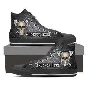 ironworker skull ladies high top sneakers