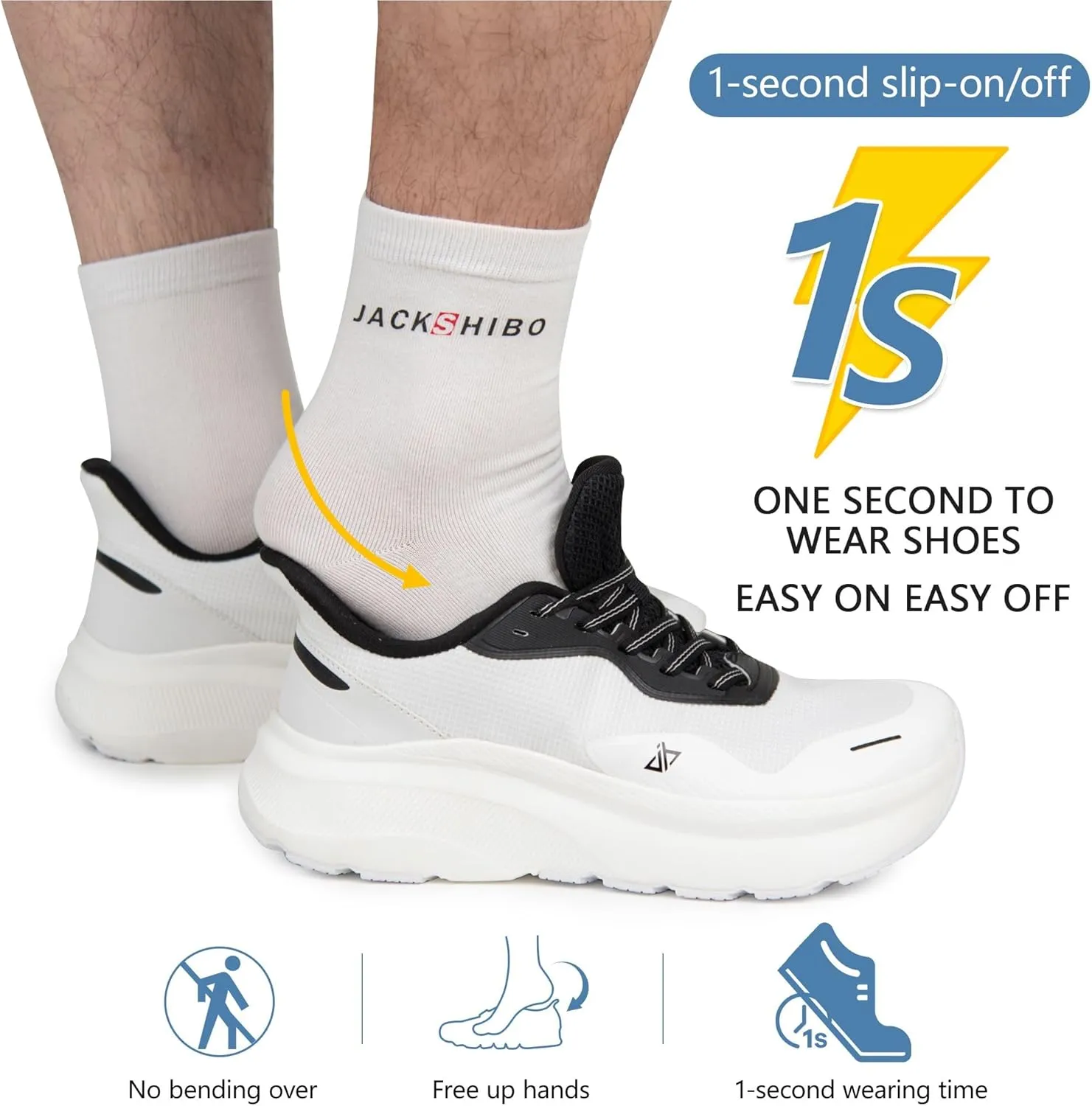 JACKSHIBO Slip in Men Hands Free Shoes Wide Toe Box Slip On Walking Running Tennis Athletic Sneakers Arch Support Plantar Fasciitis Orthopedic Shoes with Metatarsal Pads Cushion Thick Zero Drop Sole