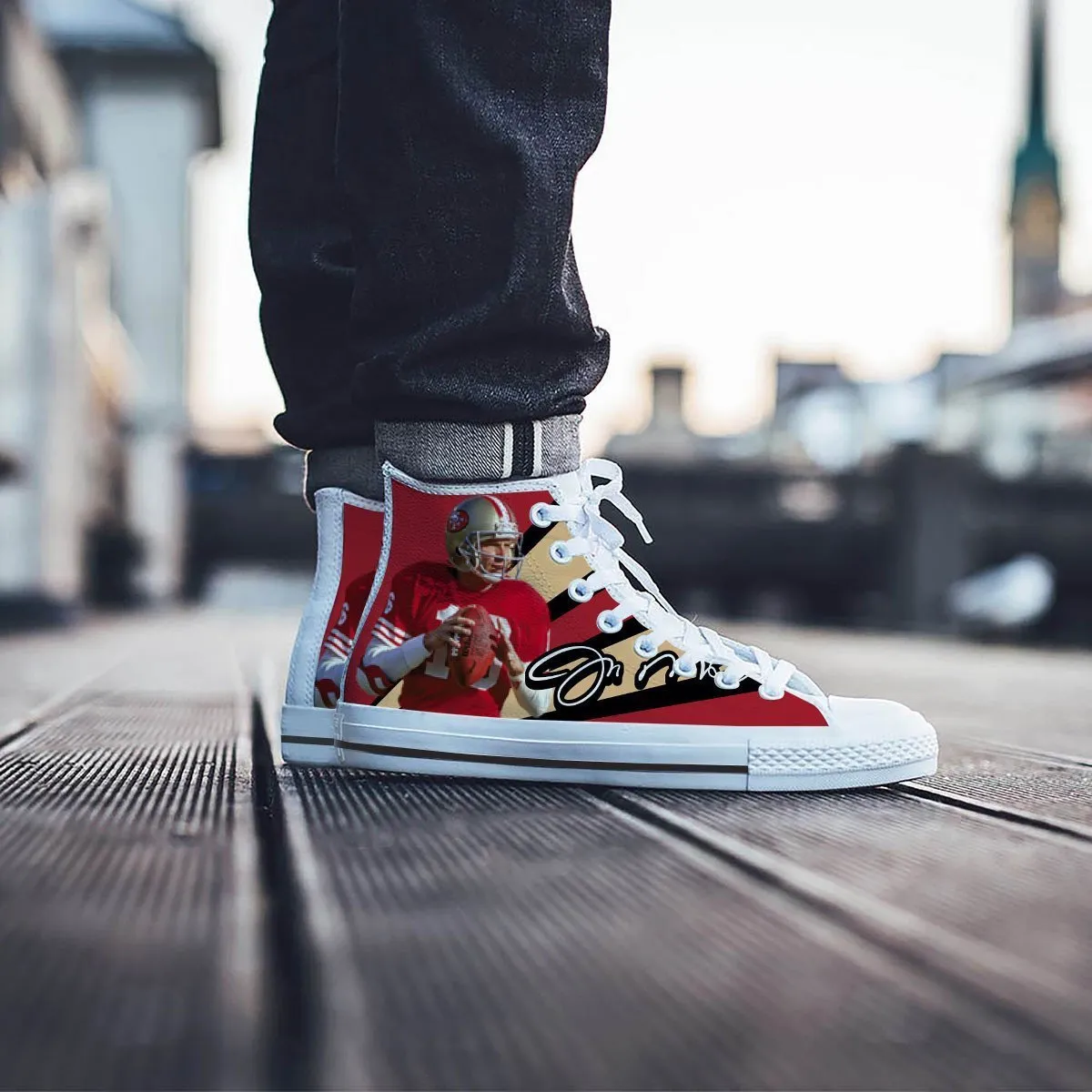 joe montana mens high top sneakers