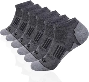 JOYNÉE Men's 6 Pack Athletic No Show Performance Cushioned Low Cut Running Socks