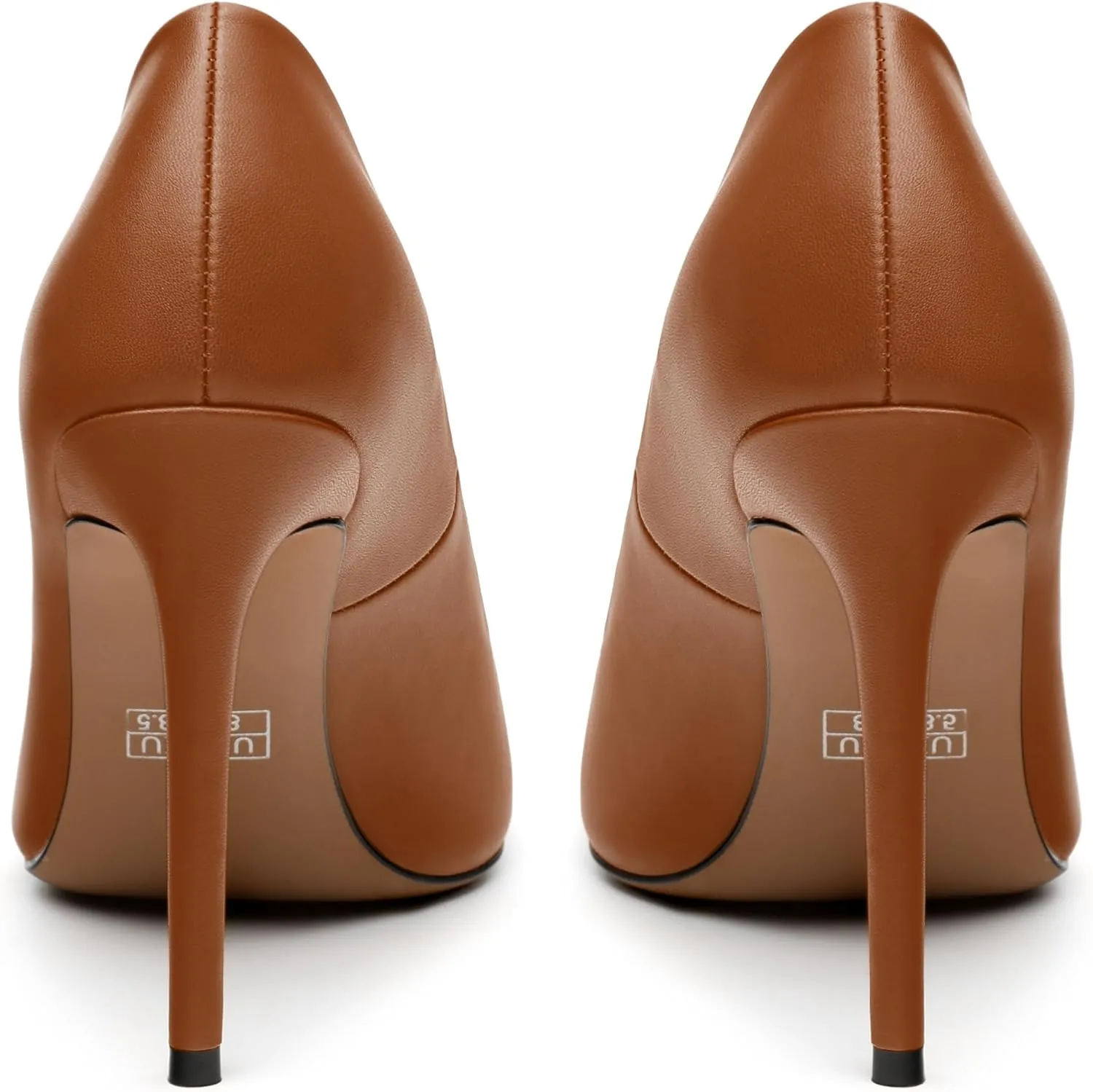 JUSTDANNI Women's 4 Inch High Stiletto Closed Toe Heels Classic Pointed Toe Matte Pumps Wedding Party Office Slip On Dress Shoes