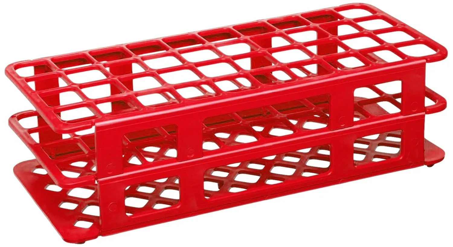 Kartell 225665-0001 Red PP Wet/Dry Test Tube Rack for 20mm Test Tubes, 40 Place (Case of 5)