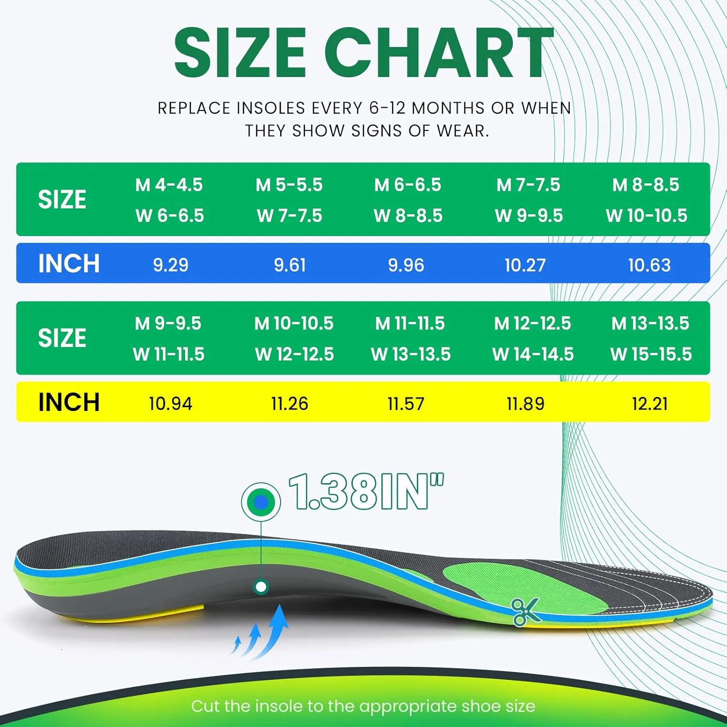 Kelaide Orthotic Insoles for Plantar Fasciitis – 210  lbs Heavy Duty Arch Support Inserts for Men & Women– Flat Feet, Heel Pain, Over-Pronation Relief, Anti-Fatigue Foot Support for Standing & Running