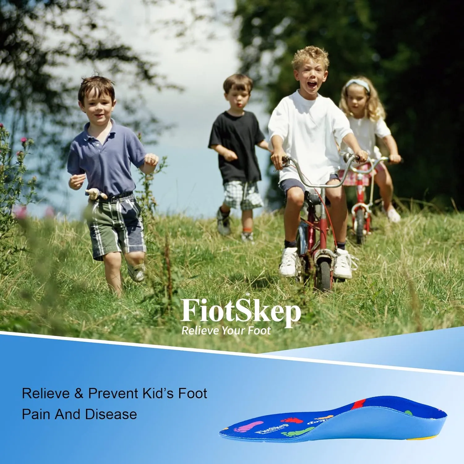 Kids Arch Support Orthotics Over-Pronation Plantar Fasciitis Flat Feet PU Foam Inserts Relieve Foot Back Hip Leg and Knee Pain, Gel Cushion for Heel Pain