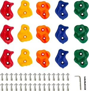KINSPORY 15Pc Colourful Pig Nose Shape Children Rock Climbing Holds Indoor Outdoor Kids Playground Build - Mounting Hardware Kit Included