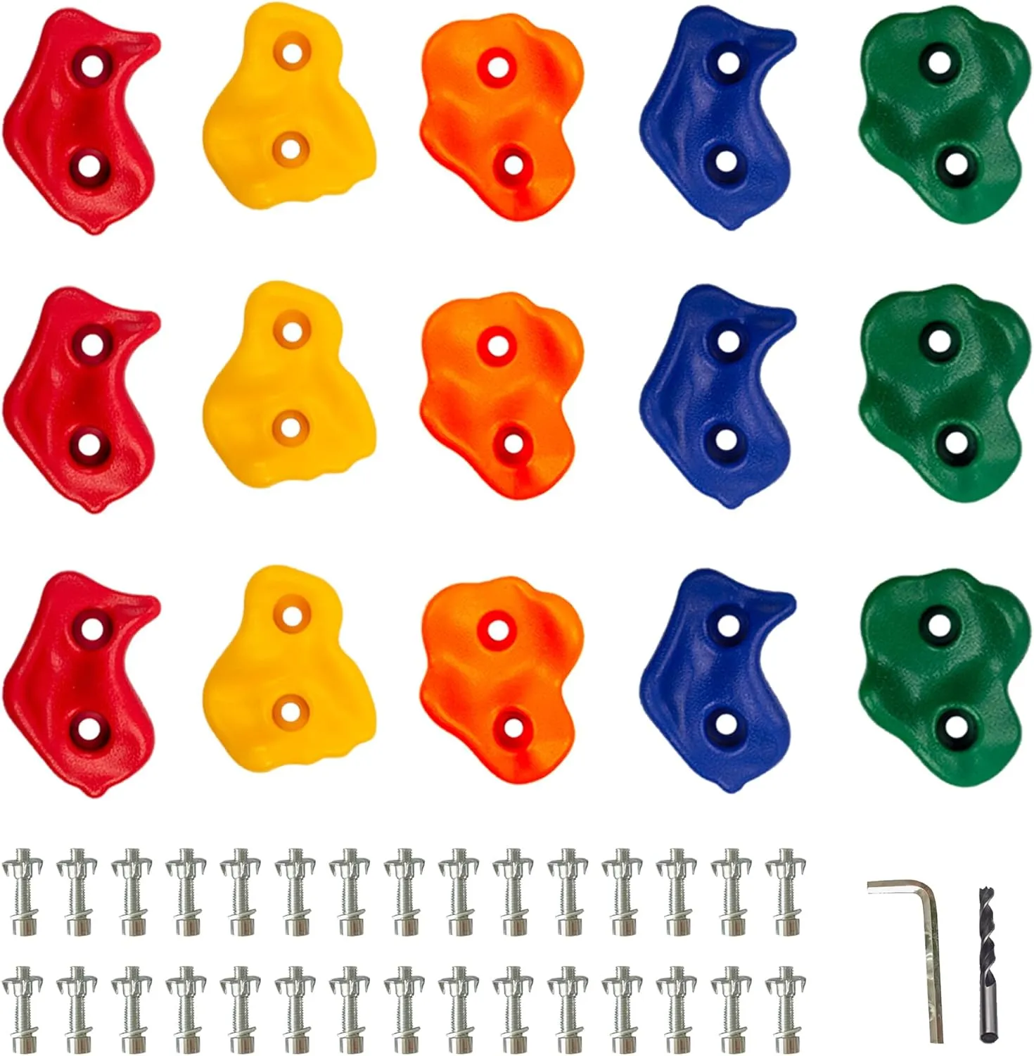 KINSPORY 15Pc Colourful Pig Nose Shape Children Rock Climbing Holds Indoor Outdoor Kids Playground Build - Mounting Hardware Kit Included