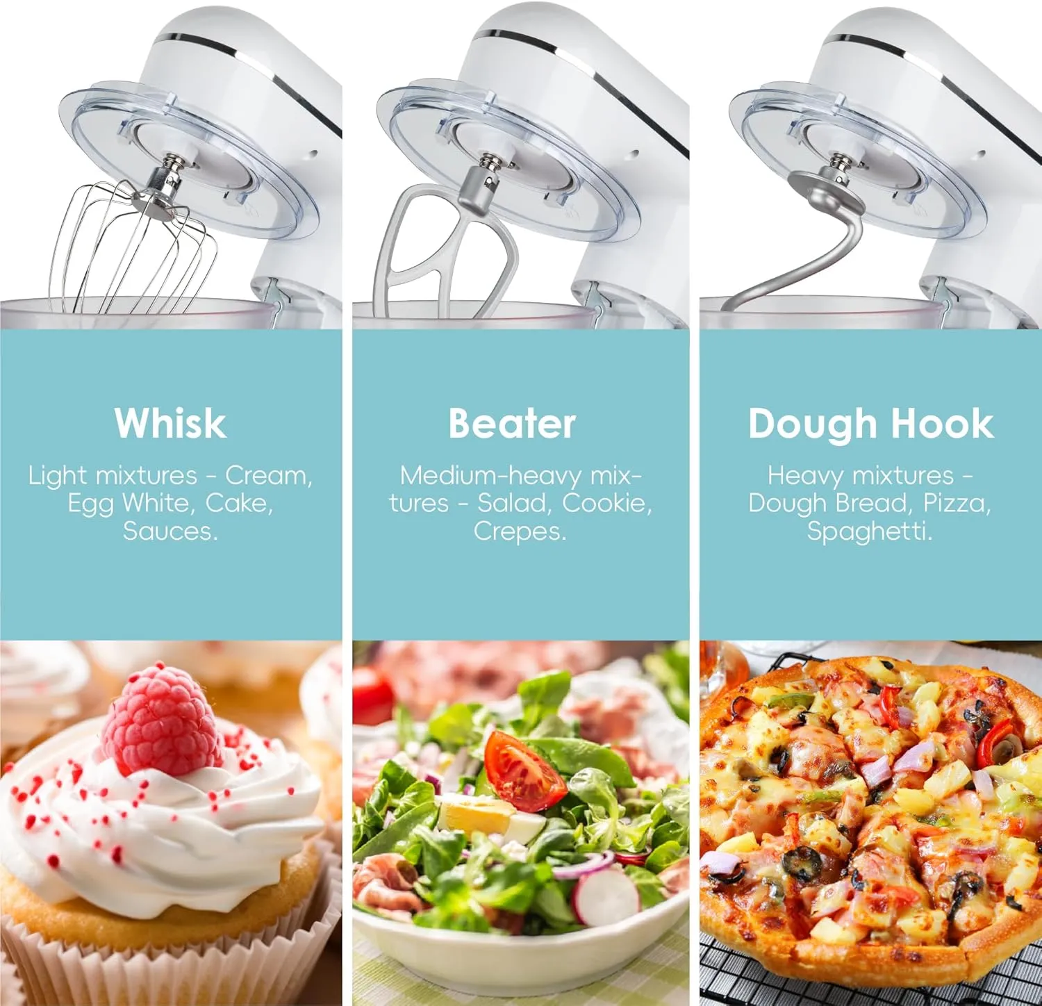 Kitchen in the box Stand Mixer, 5QT   4.5QT Two bowls Electric Food Mixer, 10 Speeds Kitchen Mixer for Daily Use with Egg Whisk,Dough Hook,Flat Beater (Gradient Blue, 5QT)