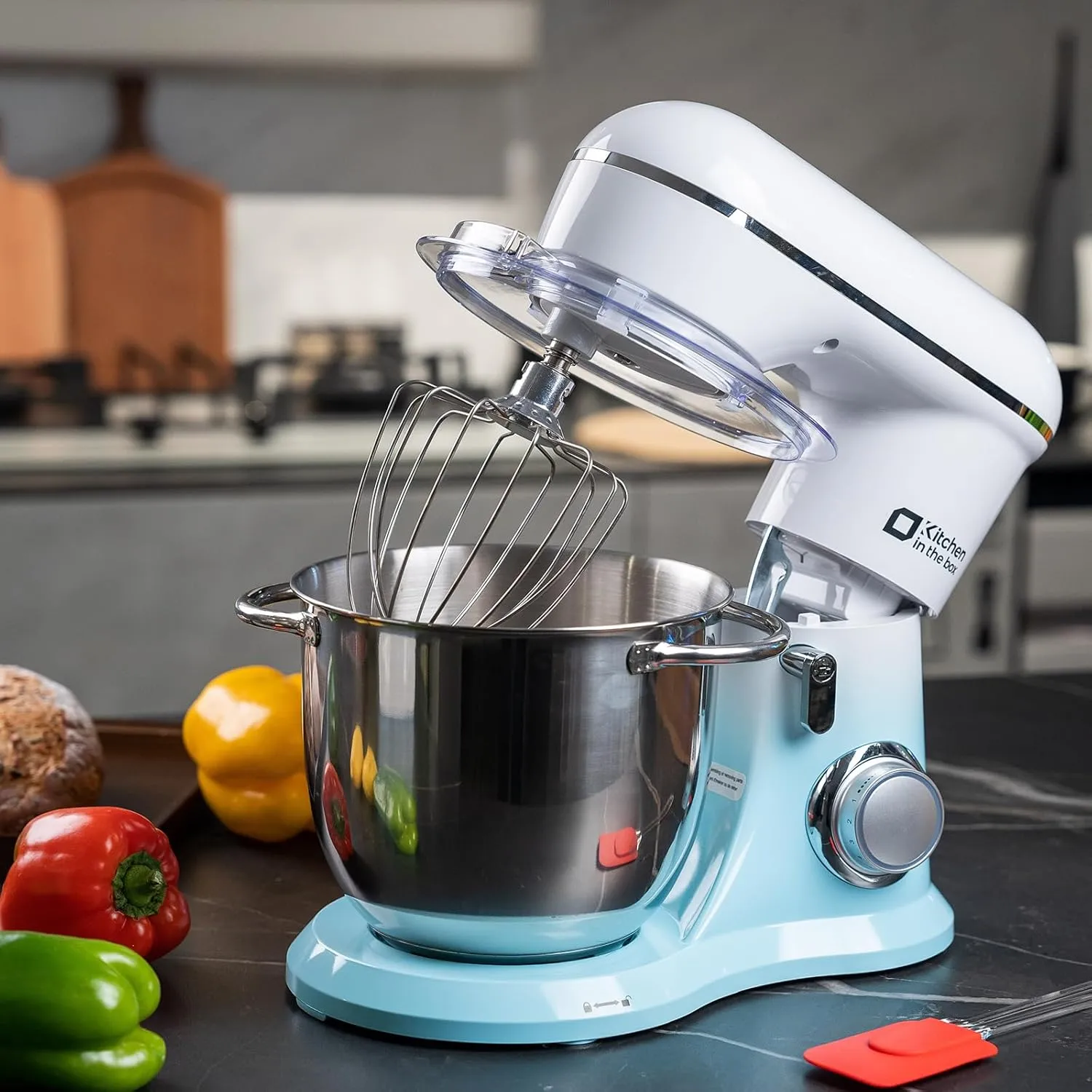 Kitchen in the box Stand Mixer, 5QT   4.5QT Two bowls Electric Food Mixer, 10 Speeds Kitchen Mixer for Daily Use with Egg Whisk,Dough Hook,Flat Beater (Gradient Blue, 5QT)