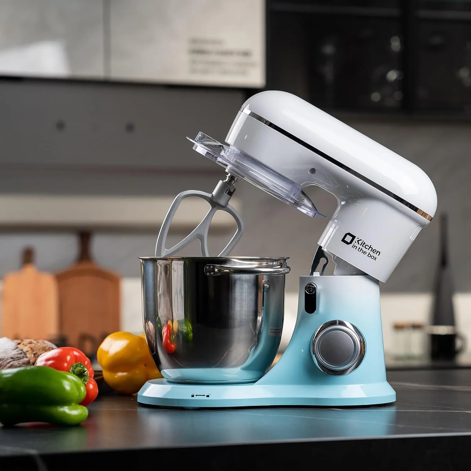 Kitchen in the box Stand Mixer, 5QT   4.5QT Two bowls Electric Food Mixer, 10 Speeds Kitchen Mixer for Daily Use with Egg Whisk,Dough Hook,Flat Beater (Gradient Blue, 5QT)