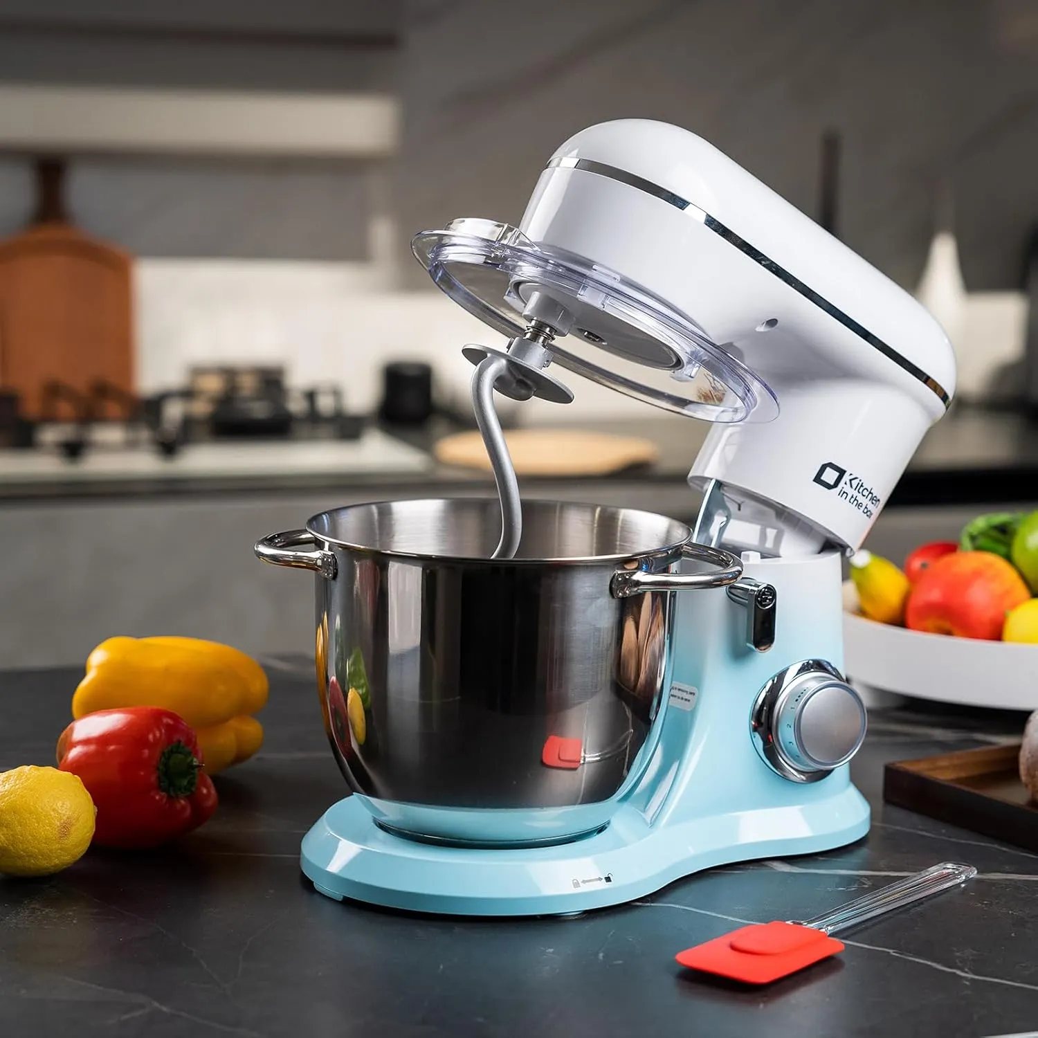 Kitchen in the box Stand Mixer, 5QT   4.5QT Two bowls Electric Food Mixer, 10 Speeds Kitchen Mixer for Daily Use with Egg Whisk,Dough Hook,Flat Beater (Gradient Blue, 5QT)