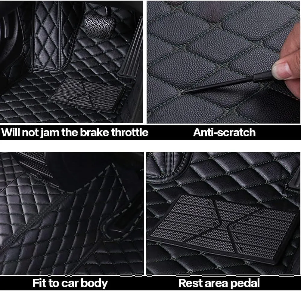 Leather Car Mats for Nissan X-Trail 5-Seats 2017-2020, Car Floor Mats Premium Tailored Fit Set Accessory Custom Fitted, Carpet Protection,Black Beige