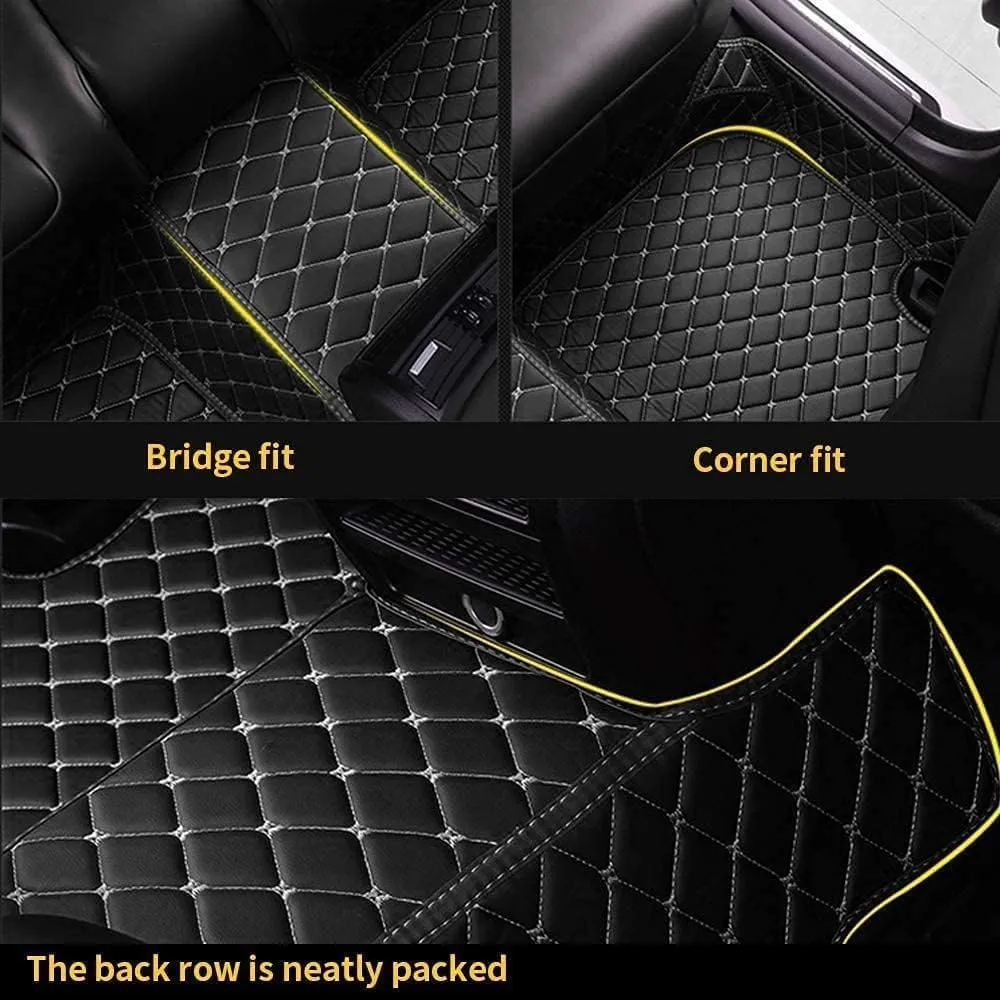 Leather Car Mats for Nissan X-Trail 5-Seats 2017-2020, Car Floor Mats Premium Tailored Fit Set Accessory Custom Fitted, Carpet Protection,Black Beige