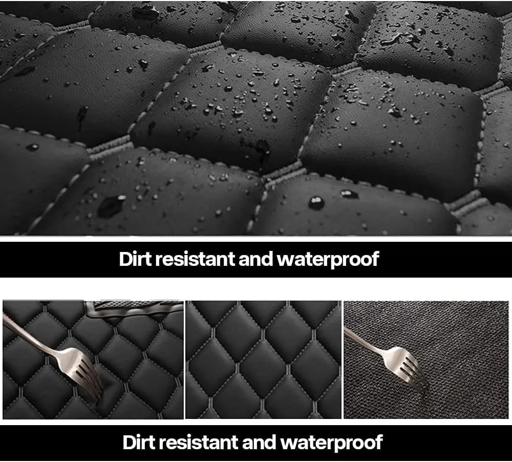 Leather Car Mats for Nissan X-Trail 5-Seats 2017-2020, Car Floor Mats Premium Tailored Fit Set Accessory Custom Fitted, Carpet Protection,Black Beige