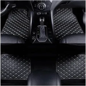 Leather Car Mats for Nissan X-Trail 5-Seats 2017-2020, Car Floor Mats Premium Tailored Fit Set Accessory Custom Fitted, Carpet Protection,Black Beige