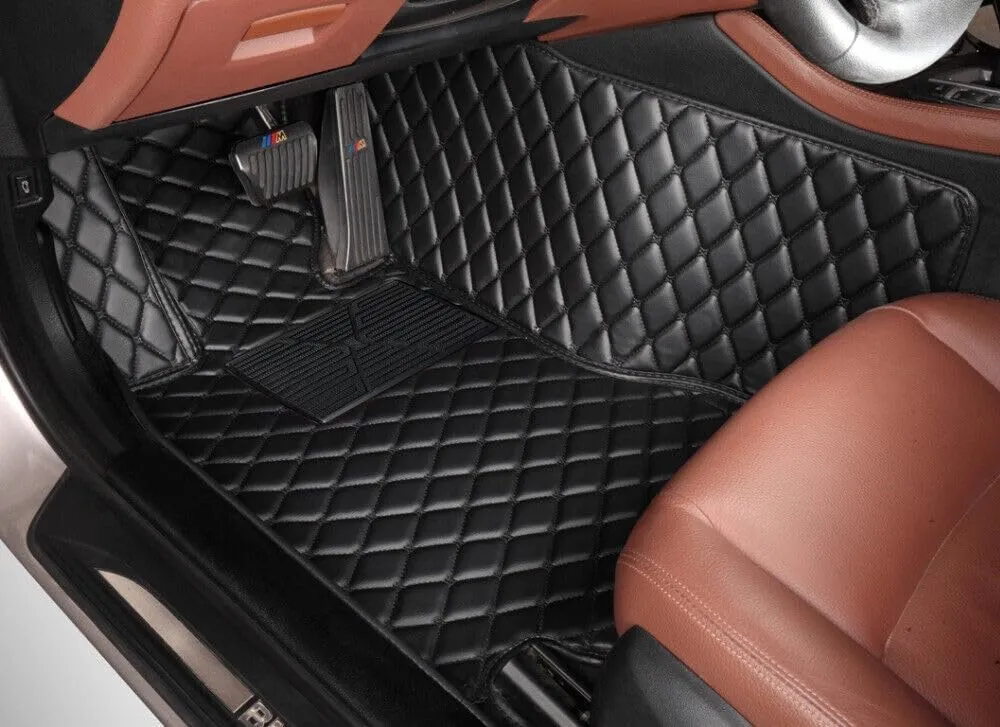 Leather Car Mats for Nissan X-Trail 5-Seats 2017-2020, Car Floor Mats Premium Tailored Fit Set Accessory Custom Fitted, Carpet Protection,Black Beige