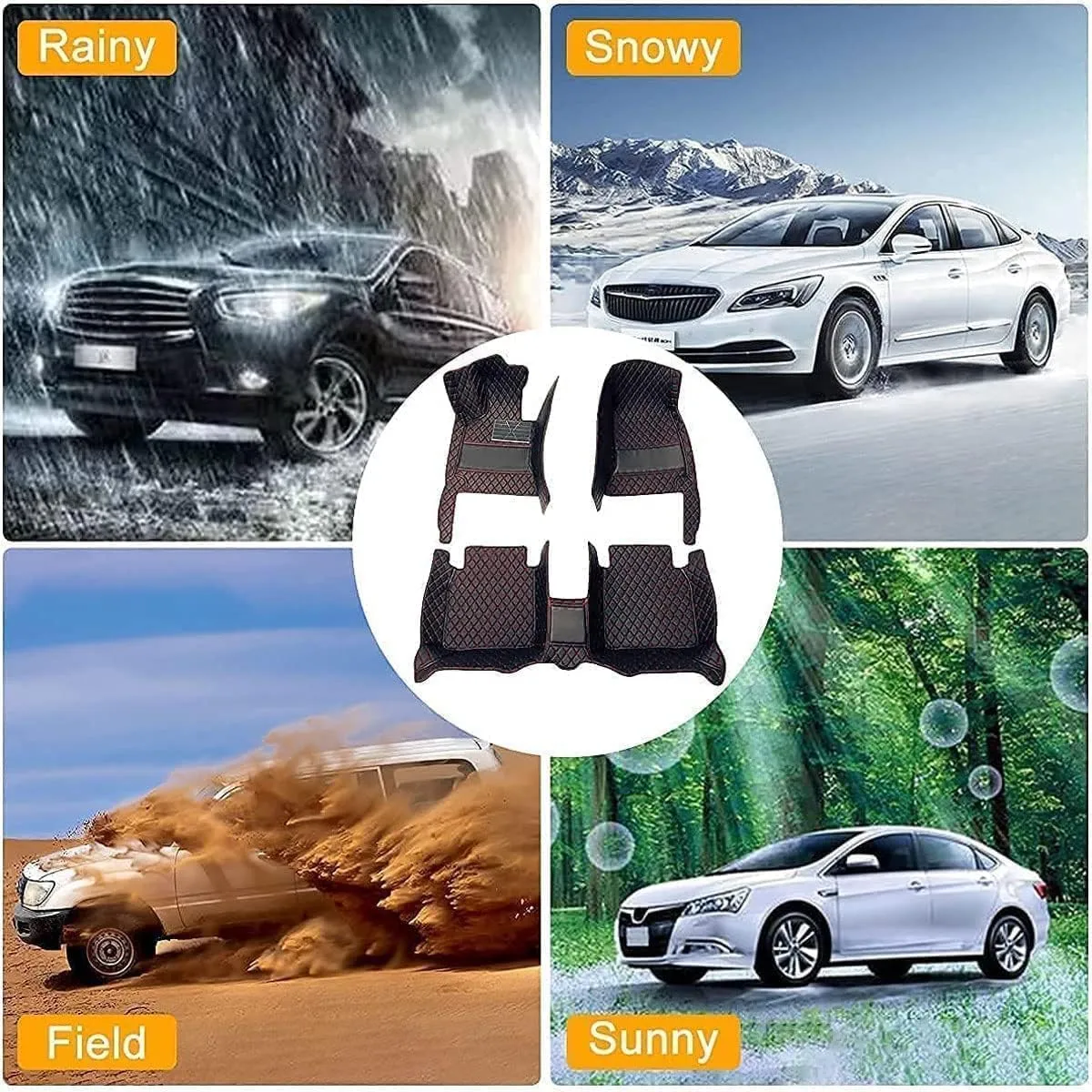 Leather Car Mats for Nissan X-Trail 5-Seats 2017-2020, Car Floor Mats Premium Tailored Fit Set Accessory Custom Fitted, Carpet Protection,Black Beige