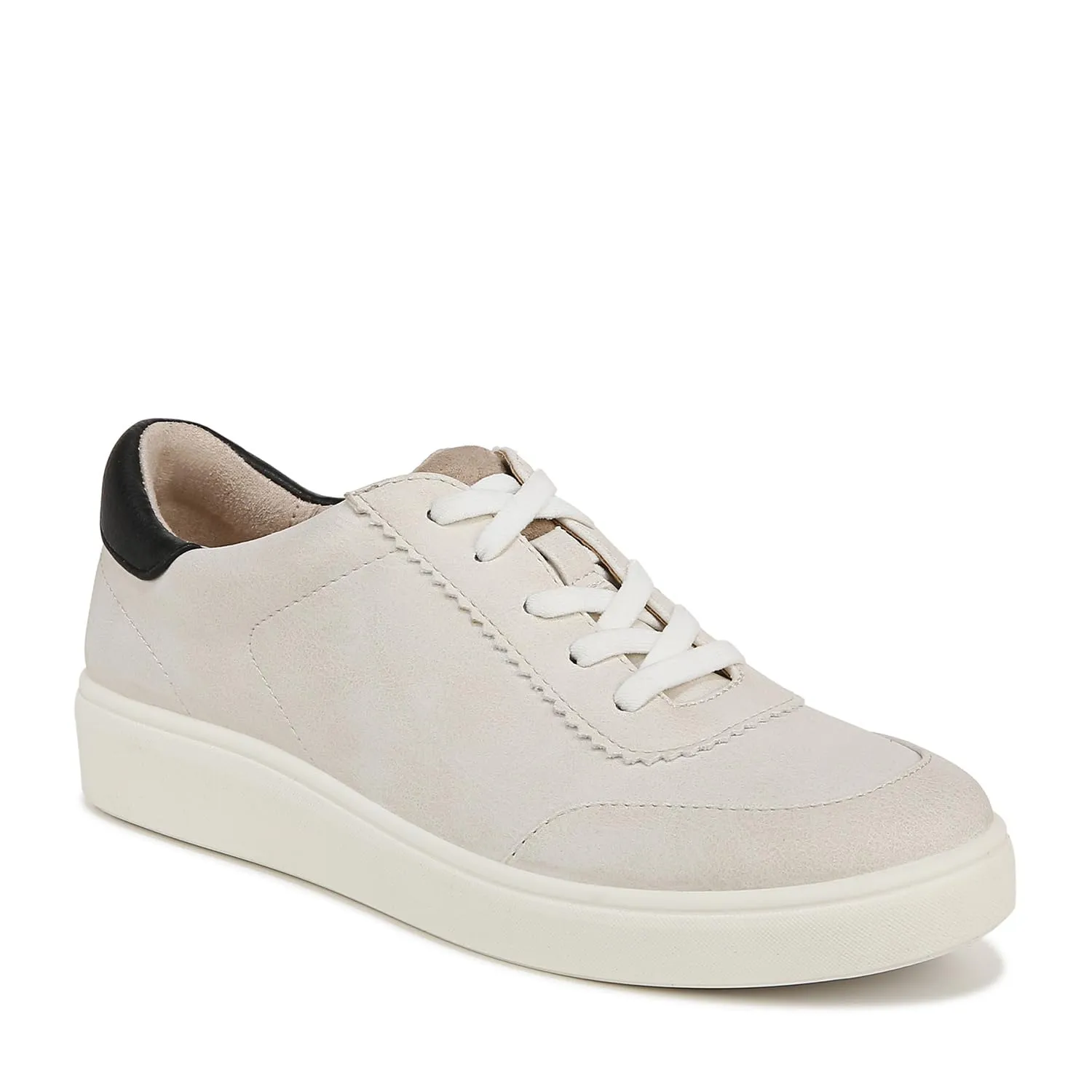 LifeStride Womens Happy Hour Machine Washable Lace Up Sneaker Beige Faux Leather 5.5 M