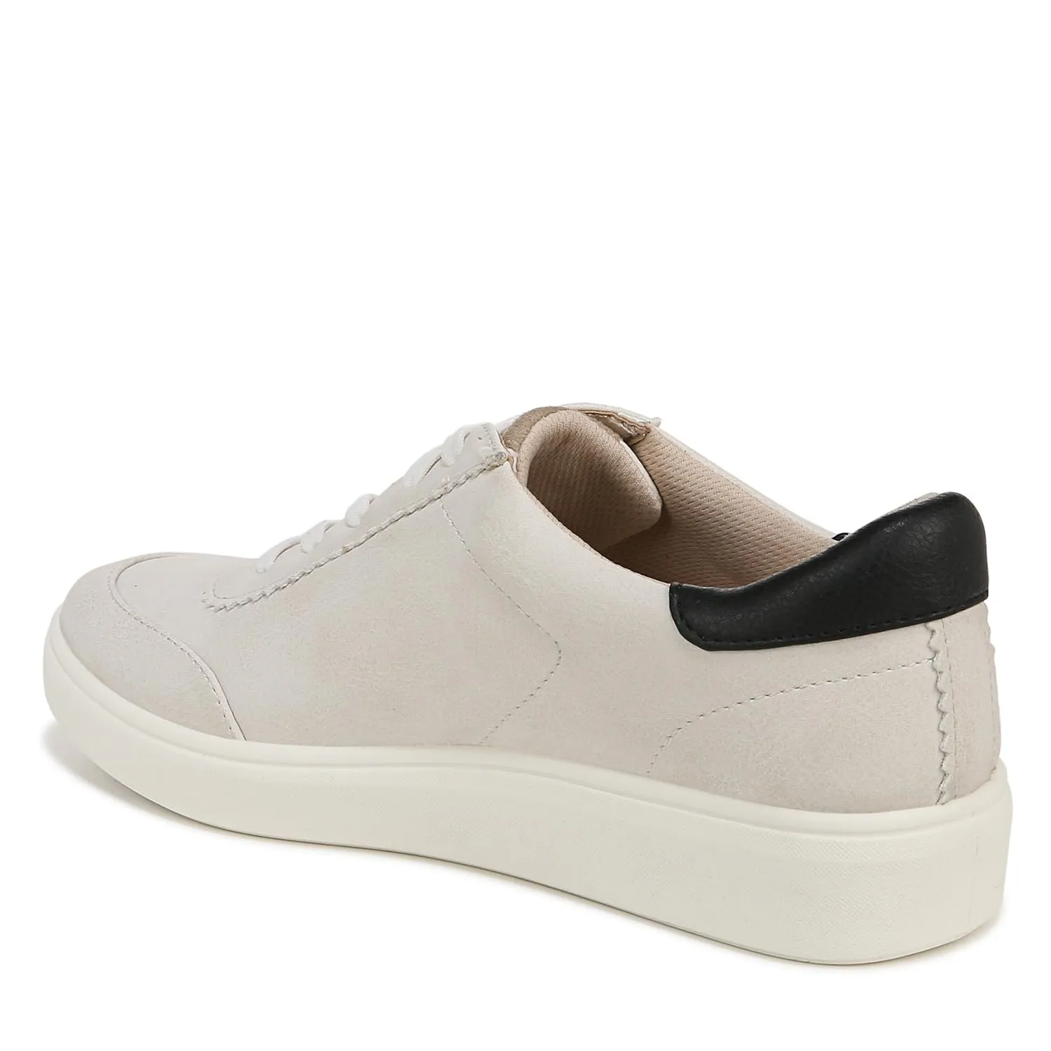 LifeStride Womens Happy Hour Machine Washable Lace Up Sneaker Beige Faux Leather 5.5 M
