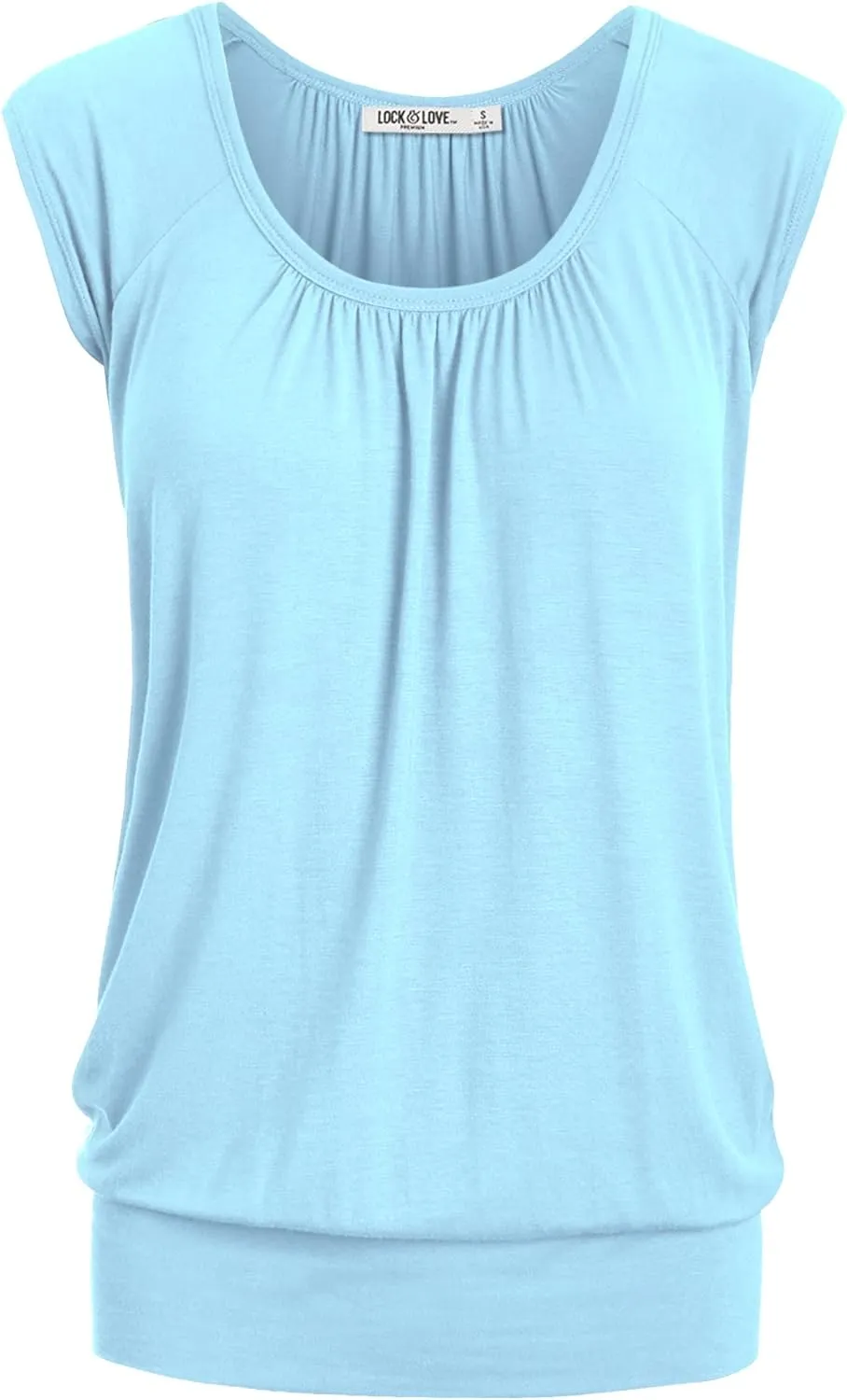 Lock and Love Women's Scoop Neck Short Sleeve Solid/Print/Dip-Dye Sweetheart Top S-3XL Plus Size